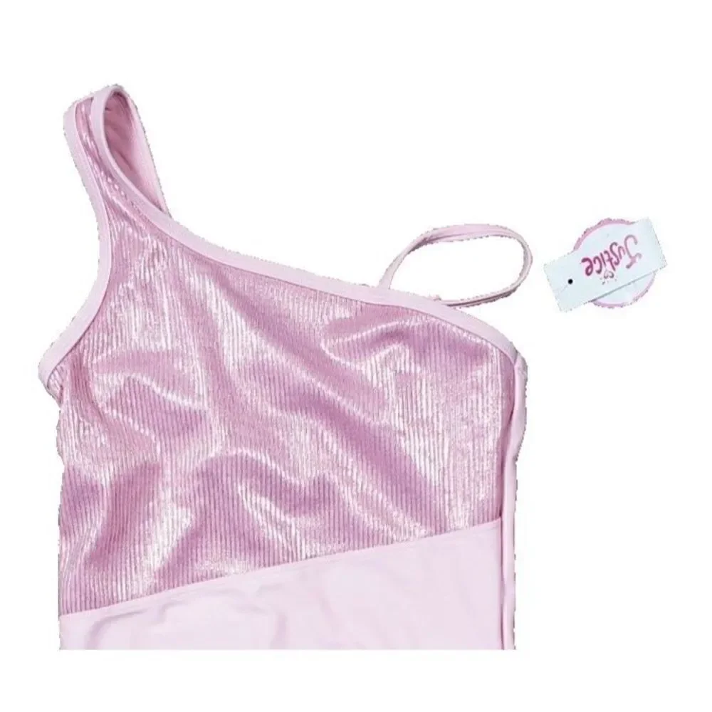 New Justice Swimsuit Size 12 Girls One Piece Pink UPF 50 Beach Vacation Summer